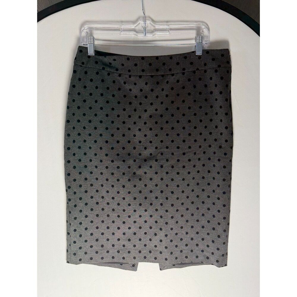 White House Black Market 12 Gray Black Velvet Polka Dot Pencil Skirt